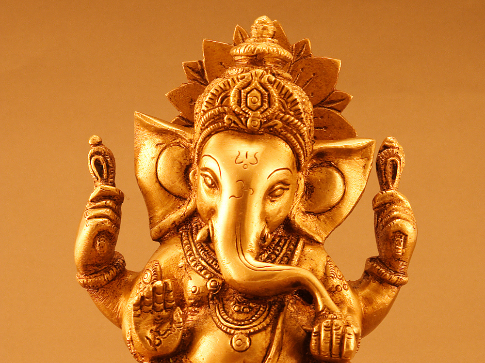 Een bronzen beeldje van Ganesh