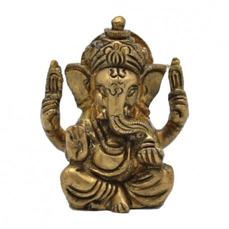 Klein messing beeldje van Ganesha. Dit is een knop naar de Tara webshop.